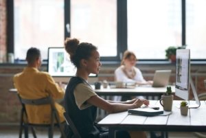 kids at desks in classroom