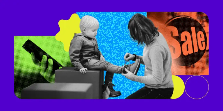 back to school imagery with woman putting on a child