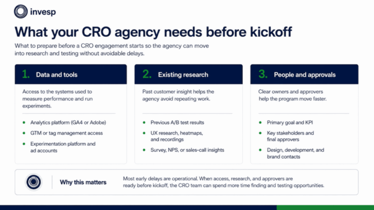 CRO agency kickoff checklist